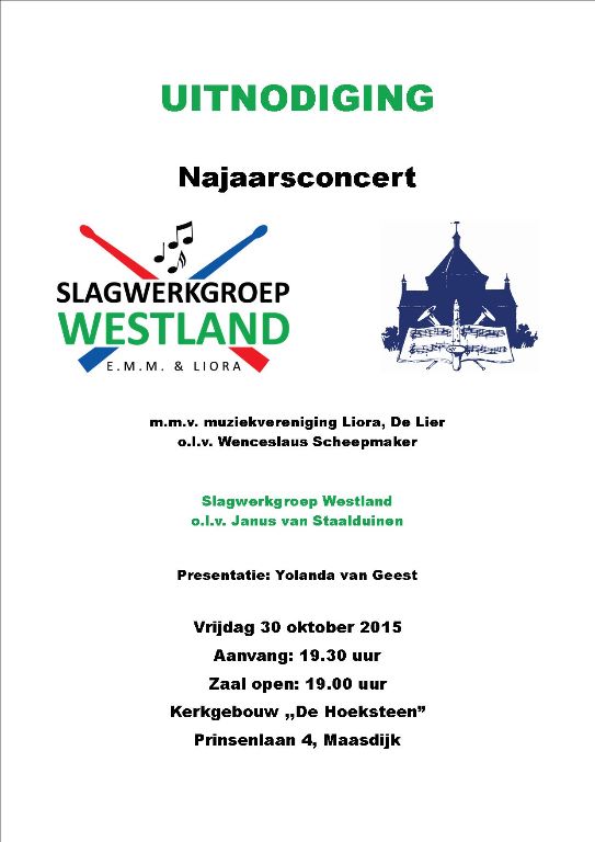 Najaarsconcert Slagwerkgroep Westland