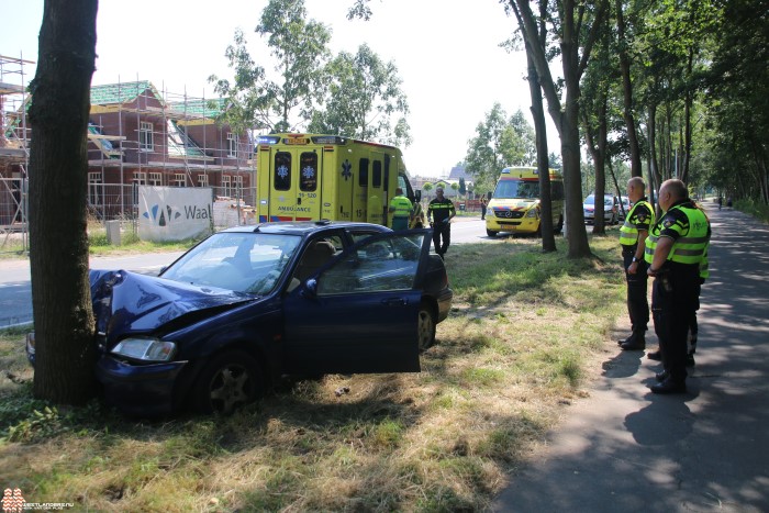 Twee gewonden na frontale botsing tegen boom