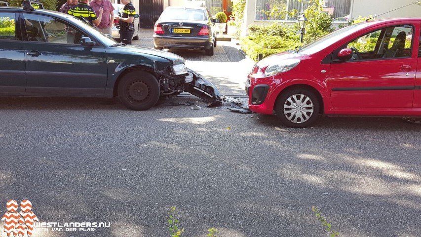 Automobilist ramt geparkeerde wagen