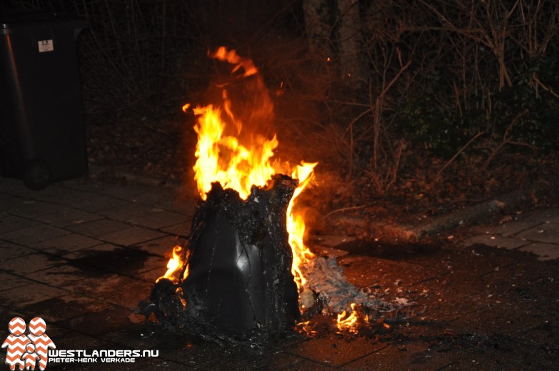 Papiercontainer in brand gestoken