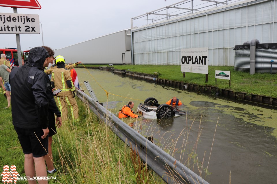 Auto te water aan de Poelkade