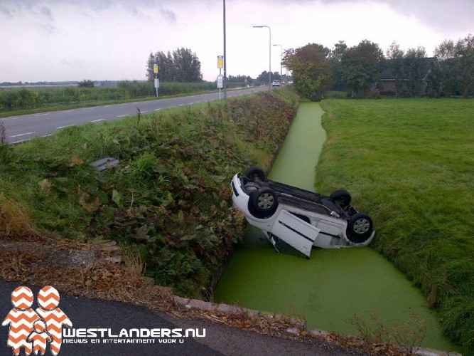 Auto net niet op zijn kop te water