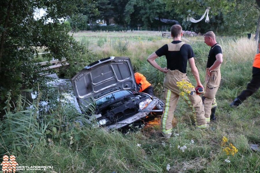 Auto te water aan de Madepolderweg