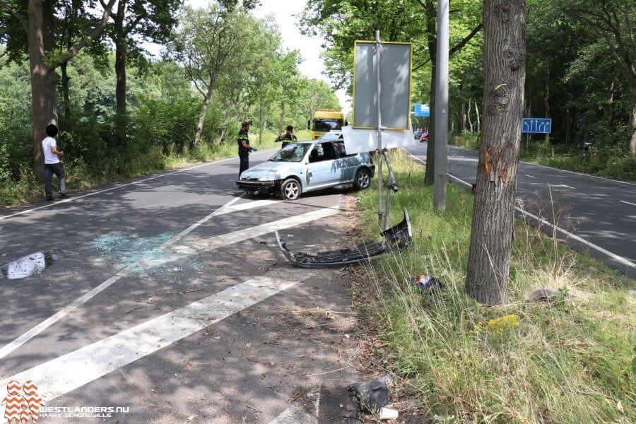 Automobilist klapt tegen boom Nieuweweg