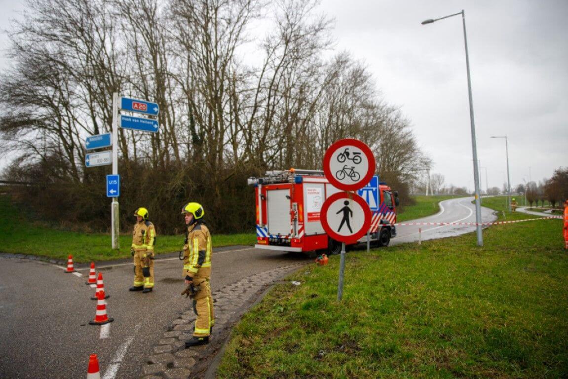 Oprit A20 Maasland richting Westland afgesloten vanwege stormschade