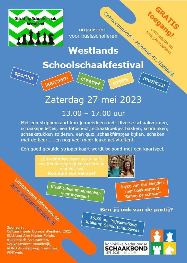 Westlands Schoolschaakfestival op 27 mei