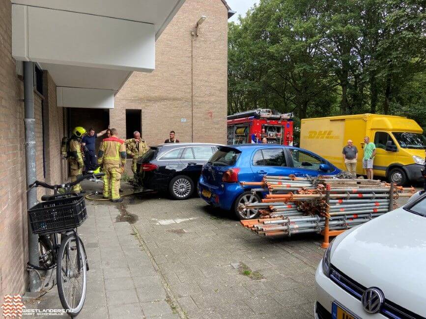 Brand in de achteruitrij camera