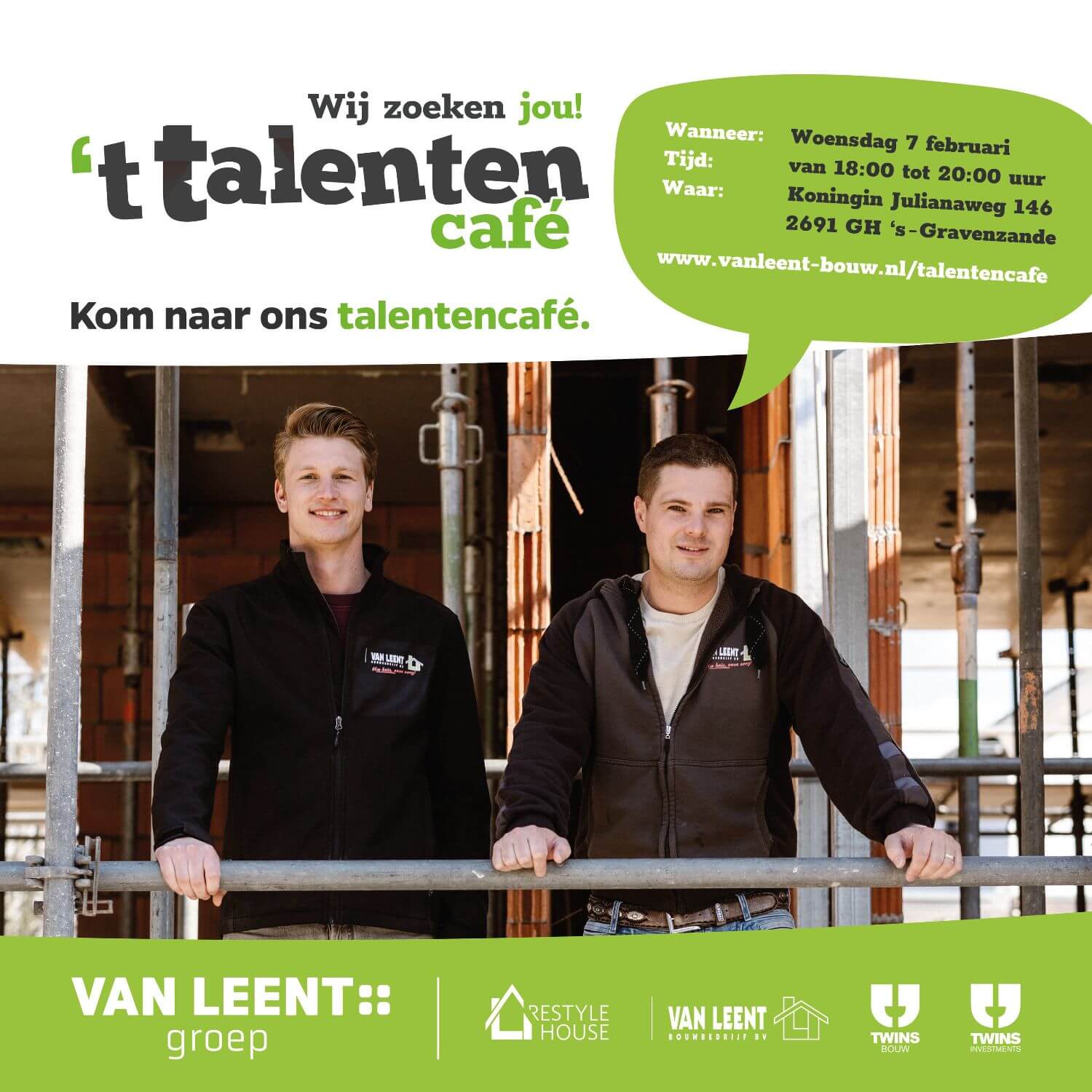 Aanstaande woensdag Talentencafé Van Leent Groep