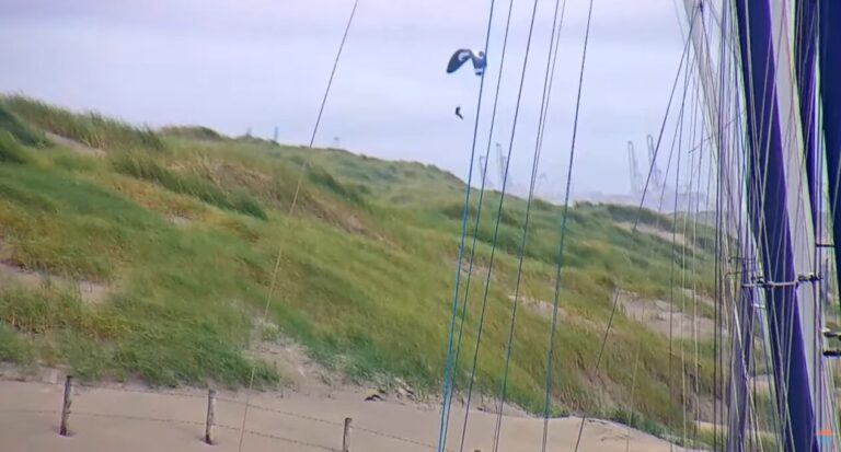 Paraglider langs de duinen