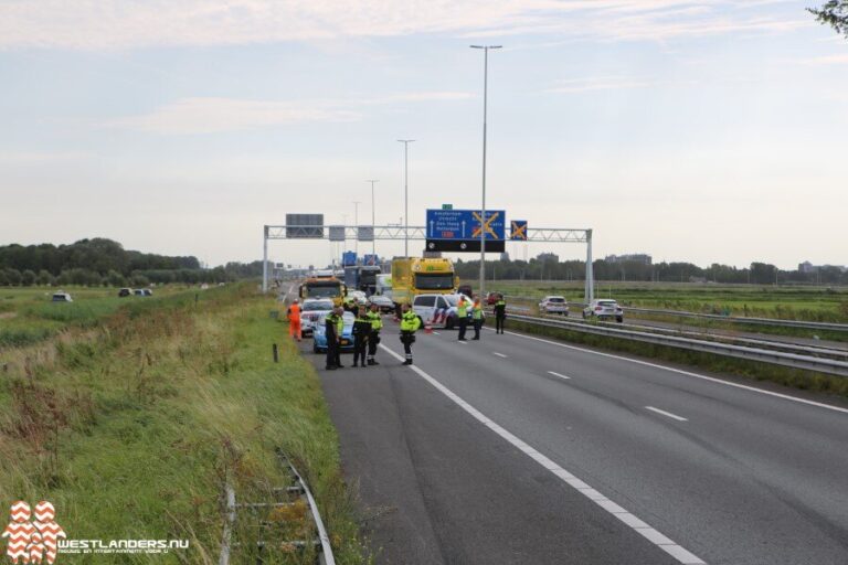 Automobiliste zwaar gewond door ongeluk A20 na pech