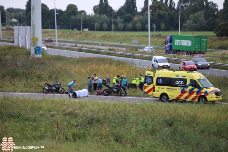 Motorrijder gewond bij ongeluk oprit A4